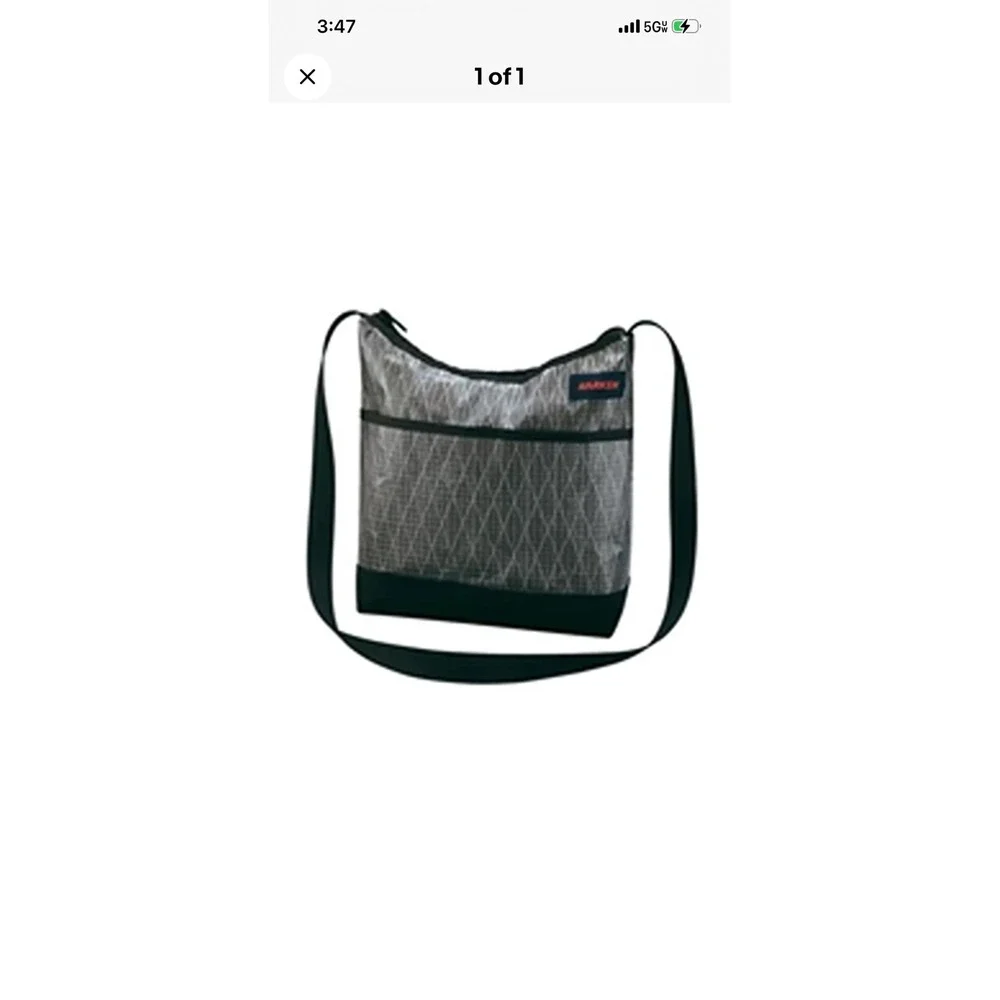 Harken Sailcloth Crossbody Bag Silver Black Nautical Sailing Purse 12x11